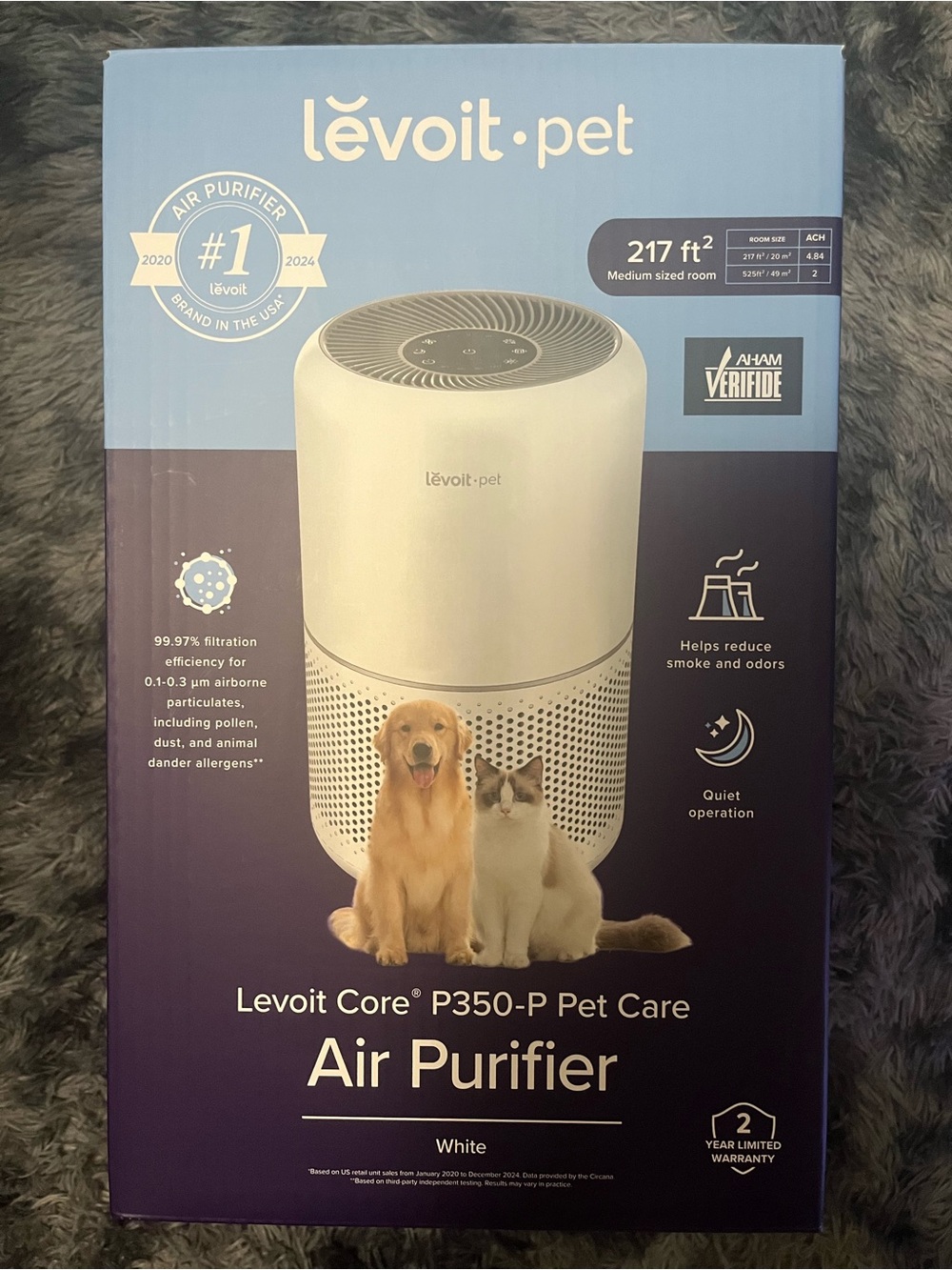 Levoit Pet Core P350-P Air Purifier for Small Pets - White